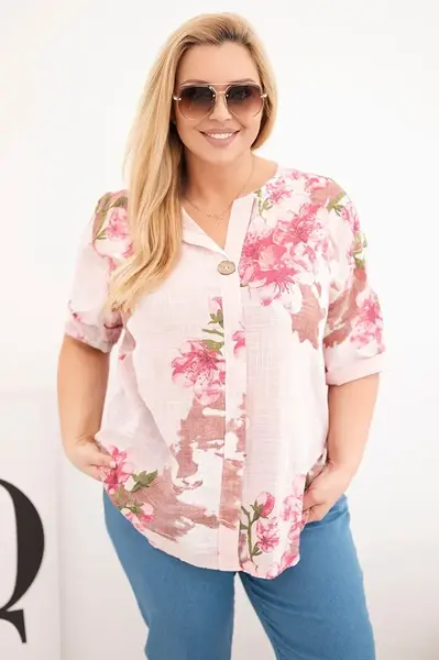 Kesi Plus Size dámska blúzka s kvetinovým vzorom
