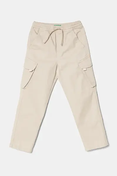 Dětské kalhoty United Colors of Benetton béžová barva, hladké, 4TCGCF049