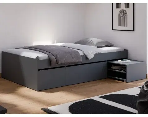 Posteľ s úložnými zásuvkami Assisi 120x200 cm, antracitová%