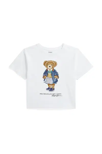 Dětské bavlněné tričko Polo Ralph Lauren bílá barva, 313965155001