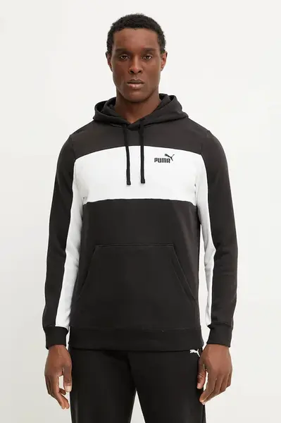 Mikina Puma pánská, černá barva, s kapucí, vzorovaná, 684687