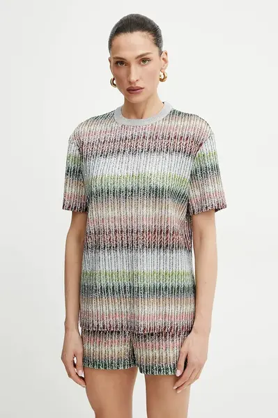 Halenka Missoni dámská, šedá barva, vzorovaná, DS25SL04.BC0051