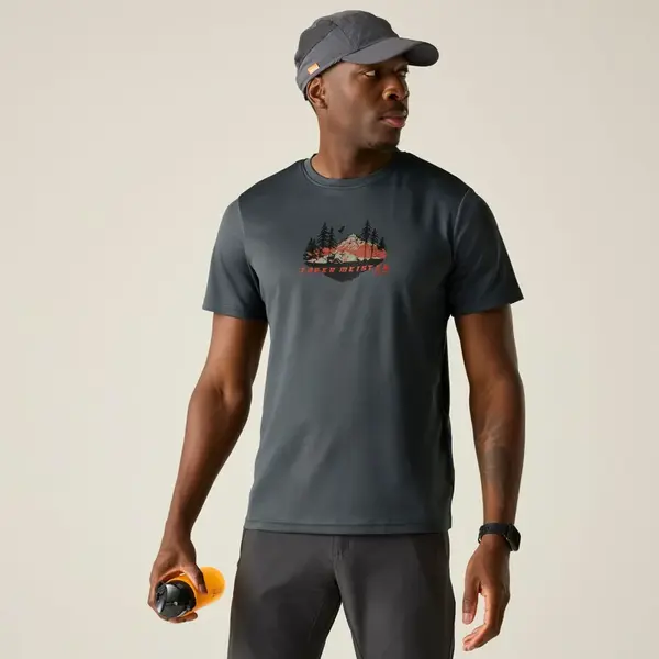 Pánské funkční tričko regatta fingal slogan šedá  3xl