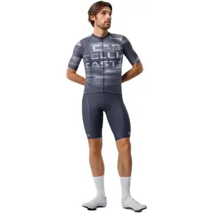 Castelli STRATUS LOGO JERSEY Pánský cyklistický dres, tmavě modrá, velikost