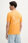Bavlněné tričko United Colors of Benetton pánské, oranžová barva, s potiskem, 3BL0U10AF