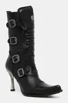 Kožené kotníkové boty New Rock Crust Negro, Malicia Negro Tacon Caribe Acero dámské, černá barva, na podpatku, M-9373N-C1