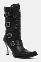 Kožené kotníkové boty New Rock Crust Negro, Malicia Negro Tacon Caribe Acero