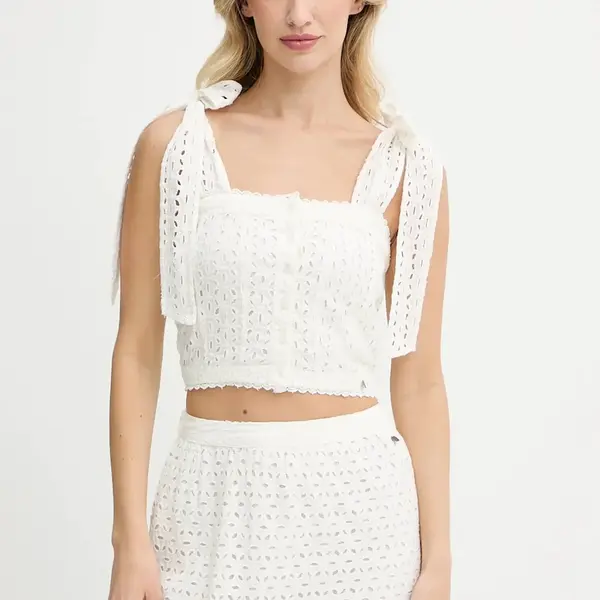 Bavlněná halenka Pepe Jeans dámská, béžová barva, hladká, PL305103