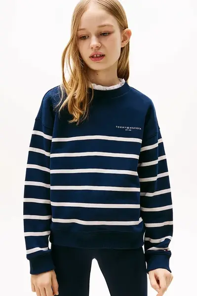 Dětská mikina Tommy Hilfiger tmavomodrá barva, vzorovaná, KS0KS00633
