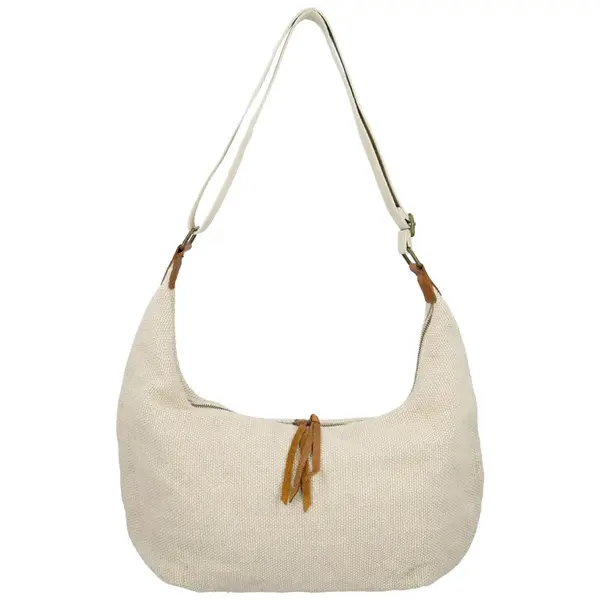 Trendy textilní dámská kabelka na rameno Ester, béžová