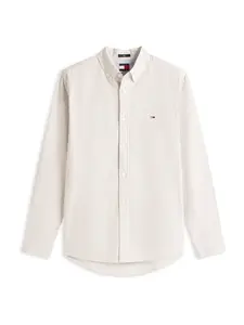 Tommy Jeans Košeľa  olivová / biela