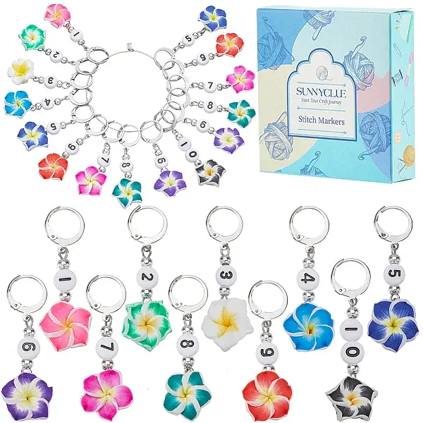 Polymer Clay Flower Pendant Locking Stitch Markers