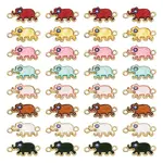 48Pcs 8 Colors Alloy Enamel Elephant Connector Charms
