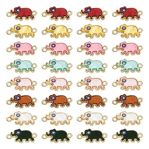 48Pcs 8 Colors Alloy Enamel Elephant Connector Charms