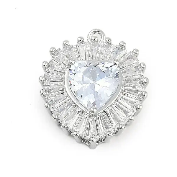 Brass Micro Pave Cubic Zirconia with Glass Pendants