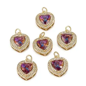 Brass Micro Pave Cubic Zirconia Pendants