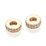 Brass Micro Pave Clear Cubic Zirconia Beads