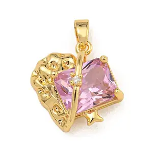 Rack Plating Brass Micro Pave Cubic Zirconia Pendants