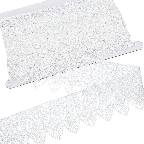 1Pc Polyester Lace Wavy Flower Ribbons
