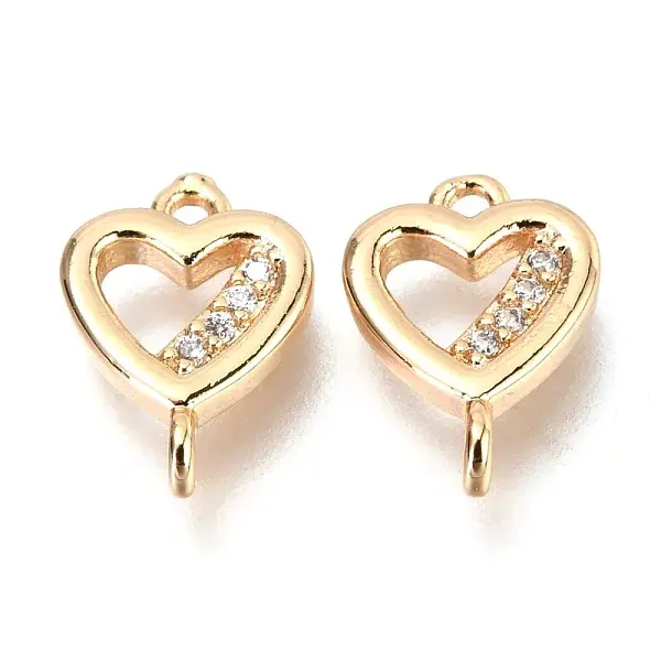 Brass Micro Pave Clear Cubic Zirconia Links Connectors