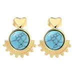 Synthetic Turquoise Heart Stud Earrings