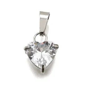 304 Stainless Steel Micro Pave Cubic Zirconia Pendants