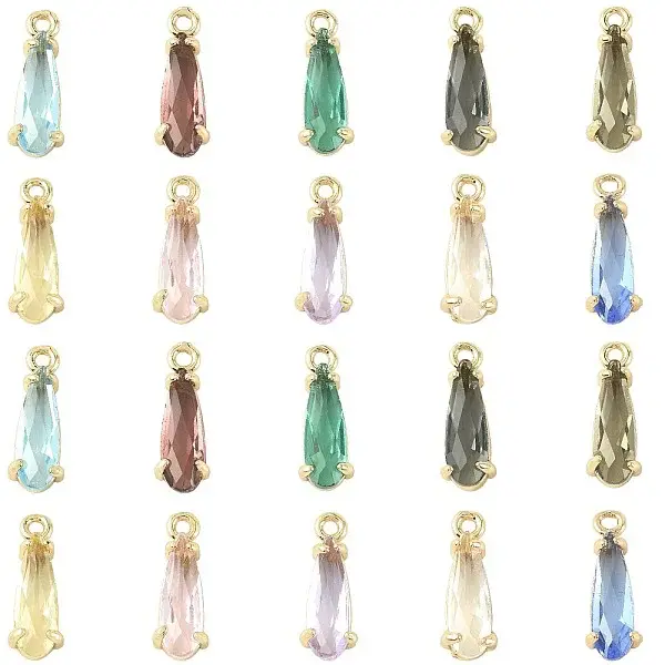 20Pcs 10 Colors Faceted Glass Charms