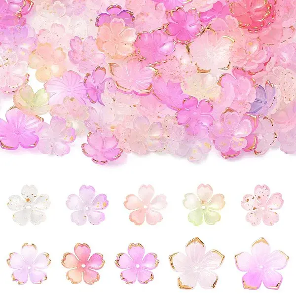 200Pcs 10 Styles Mixed Styles Acrylic Bead Caps