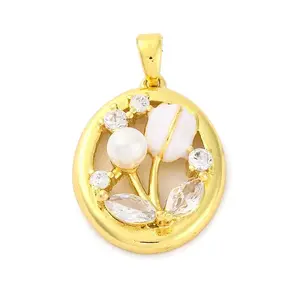 Brass Micro Pave Cubic Zirconia Pendants