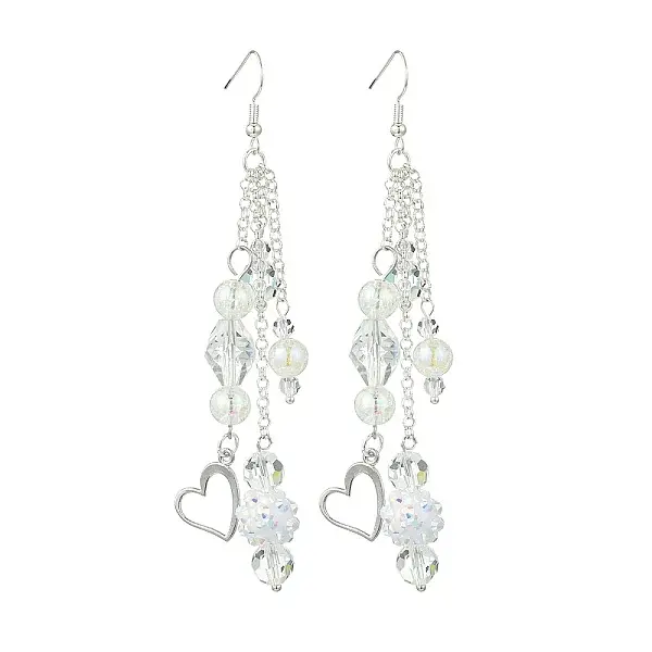 Brass Heart Dangle Earrings