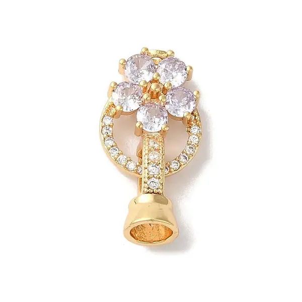 Brass Micro Pave Cubic Zirconia Fold Over Clasps