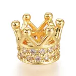 Brass Micro Pave Cubic Zirconia Beads