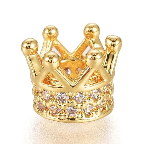 Brass Micro Pave Cubic Zirconia Beads