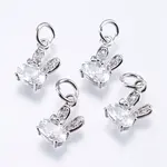Brass Micro Pave Cubic Zirconia Bunny Charms