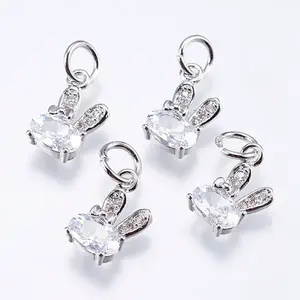 Brass Micro Pave Cubic Zirconia Bunny Charms