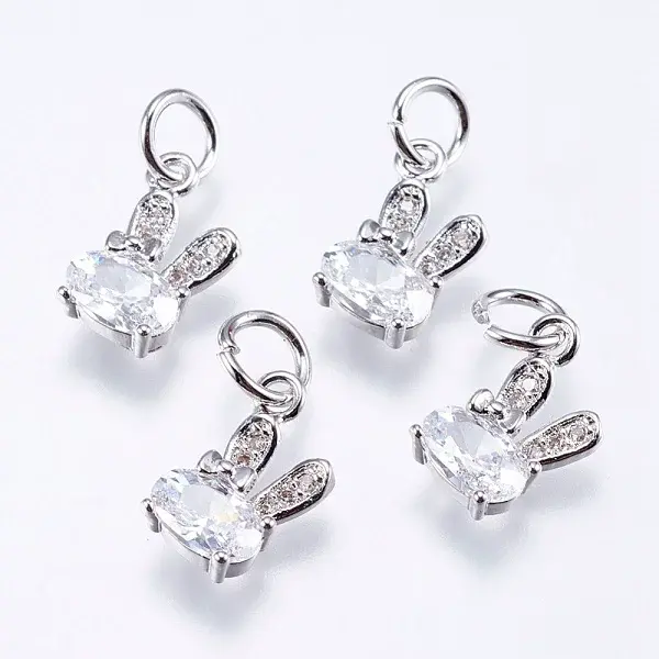Brass Micro Pave Cubic Zirconia Bunny Charms