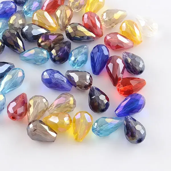 AB-Color Plated Teardrop Glass Beads