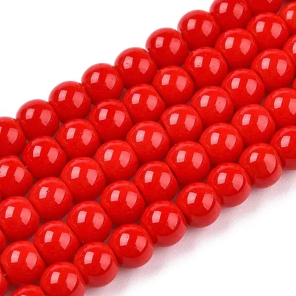 Opaque Solid Color Glass Beads Strands