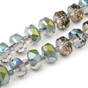 Transparent Electroplat Glass Beads Strands