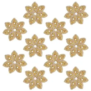 10Pcs Flower Shape Hotfix Rhinestone Appliques