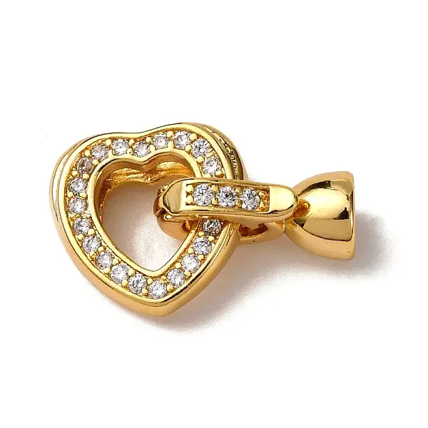 Brass Micro Pave Clear Cubic Zirconia Fold Over Clasps