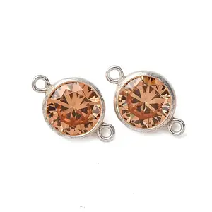 925 Streling Silver Pave Cubic Zirconia Birthstone Connector Charms