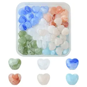 60Pcs 6 Colors Opaque Acrylic Beads