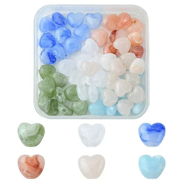 60Pcs 6 Colors Opaque Acrylic Beads