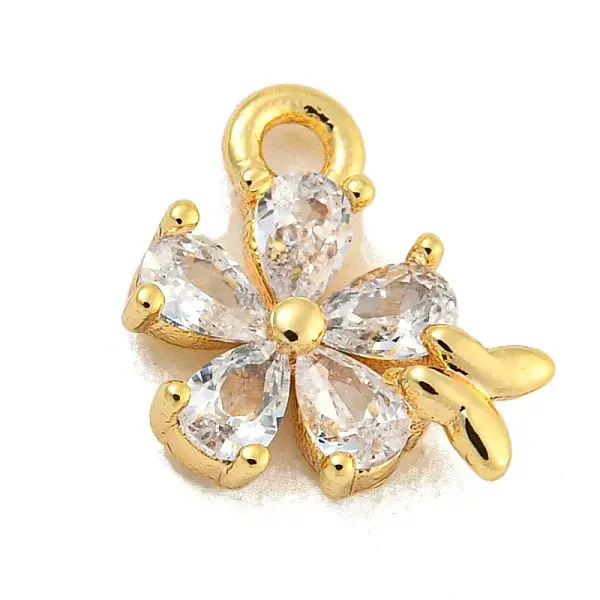 Brass Micro Pave Clear Cubic Zirconia Pendants