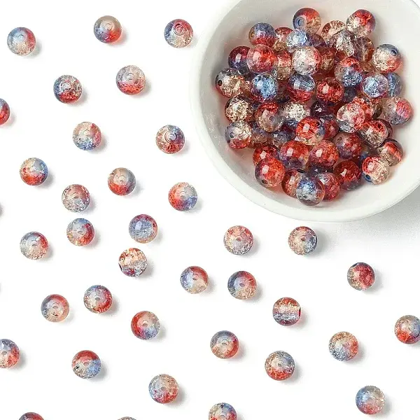 100Pcs Crackle Glass Beads