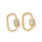 Brass Micro Pave Clear Cubic Zirconia Screw Carabiner Lock Charms