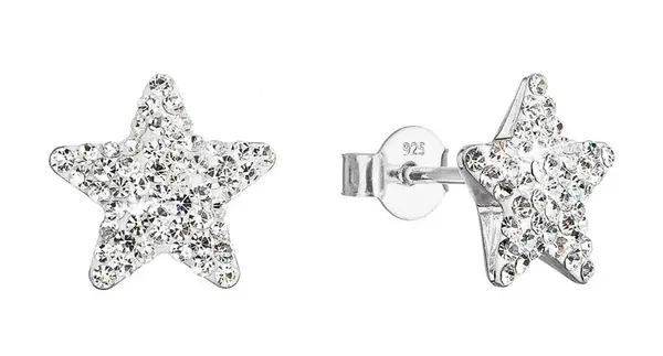 Evolution Group - Pavona Stříbrné náušnice Hvězdičky s krystaly Preciosa 31312.1