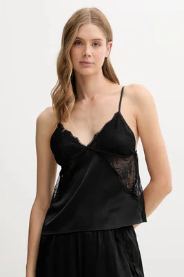 Pyžamový top Abercrombie & Fitch dámský, černá barva, KI146-5043