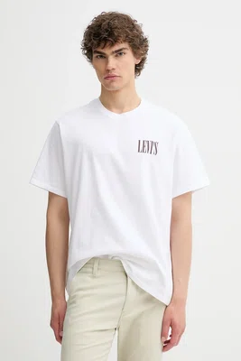 Bavlněné tričko Levi's SS RELAXED FIT TEE pánské, bílá barva, s potiskem, 16143